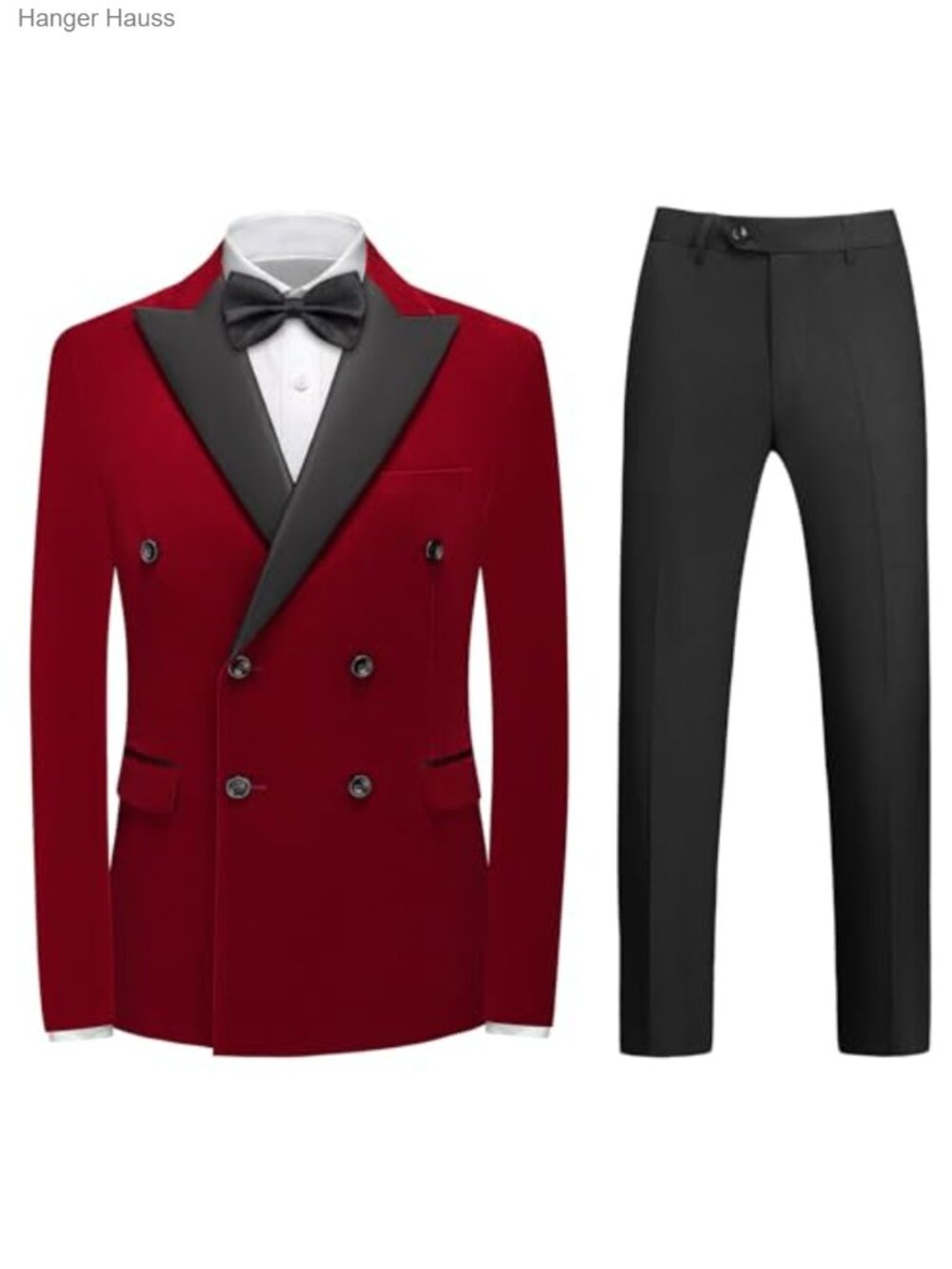 Men's Velvet Suit 2 Piece Double Breasted Tuxedo Blazer Jacket Pants Set